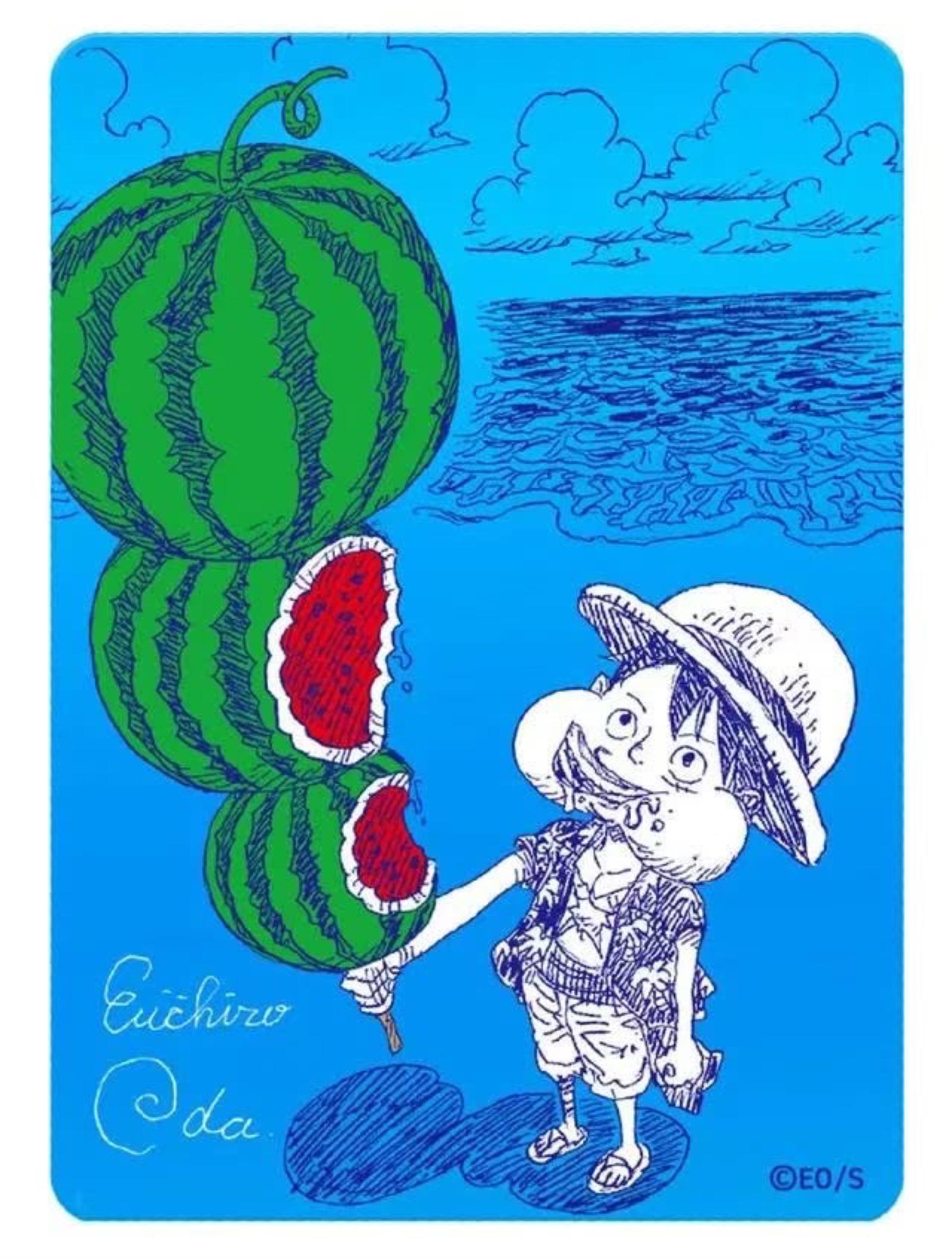 One Piece Luffy Watermelon Card Art Print