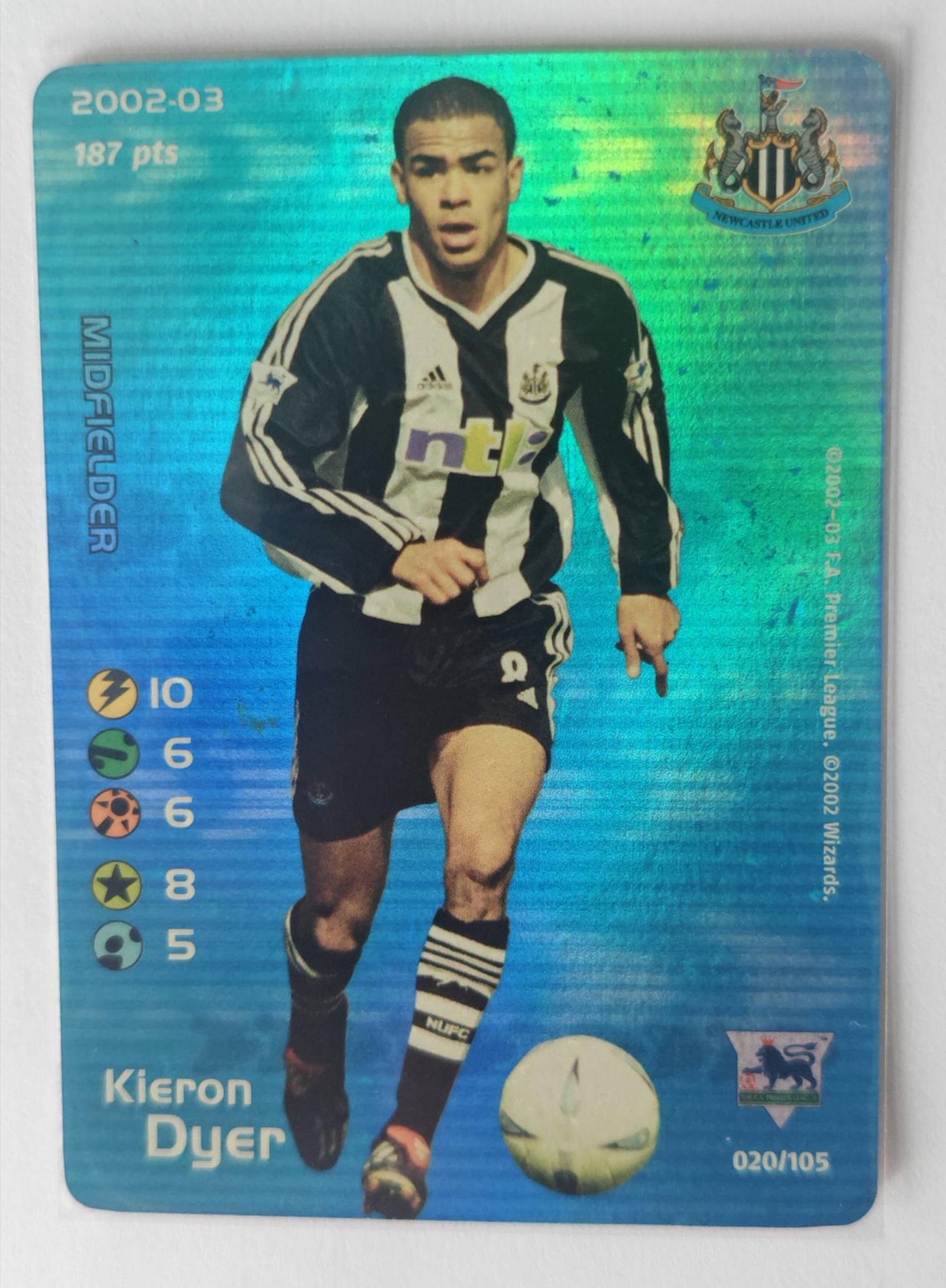 Kieron Dyer Subbuteo Trading Card Game 020/105 Newcastle United 2002-03 FOIL