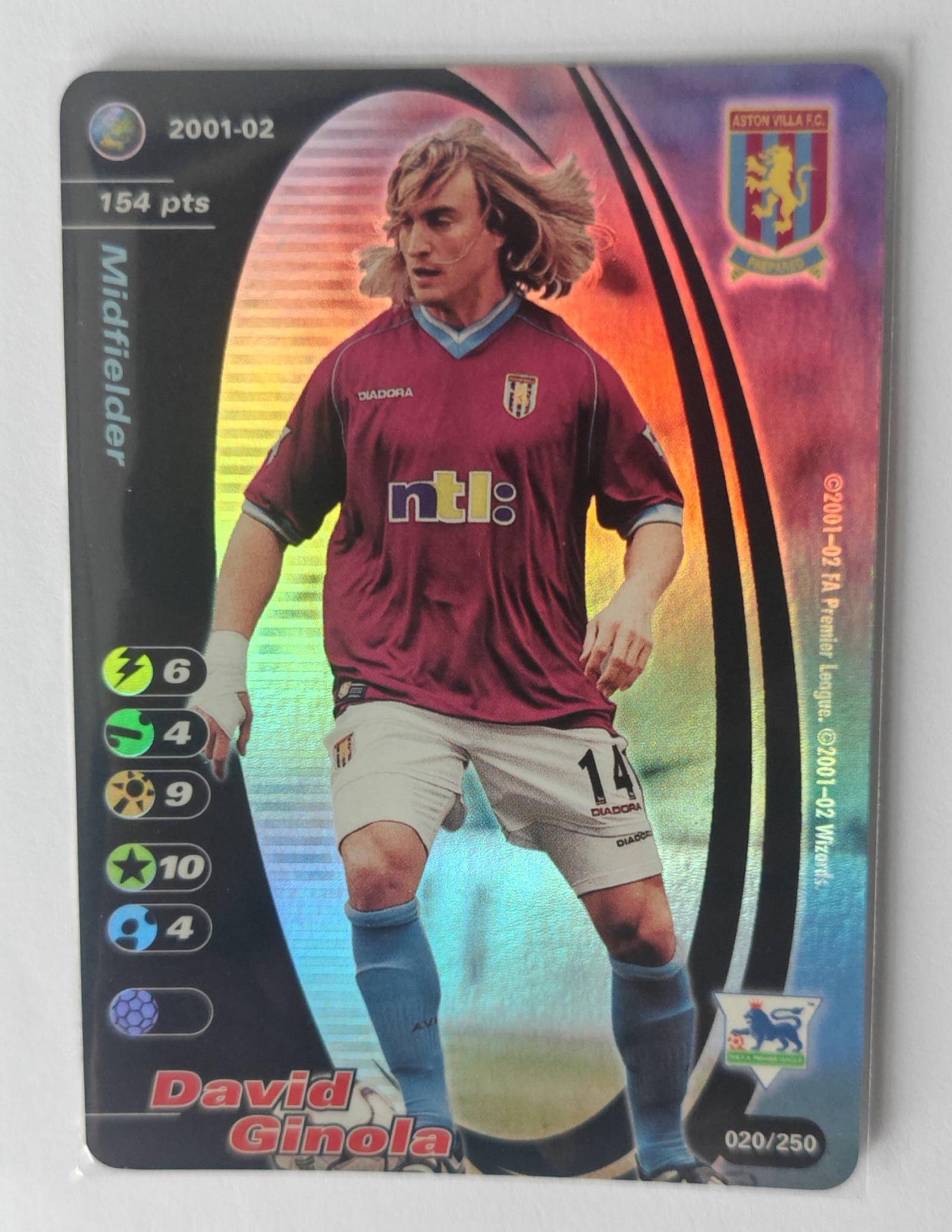David Ginola Aston Villa Football Trading Card 2001-02 020/250 FOIL